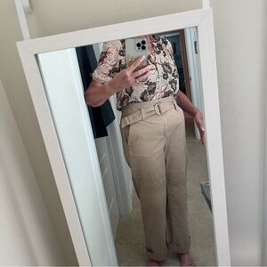 LOFT Tan Belted Trousers